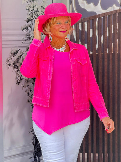 LULU B  HOT PINK LINEN JACKET