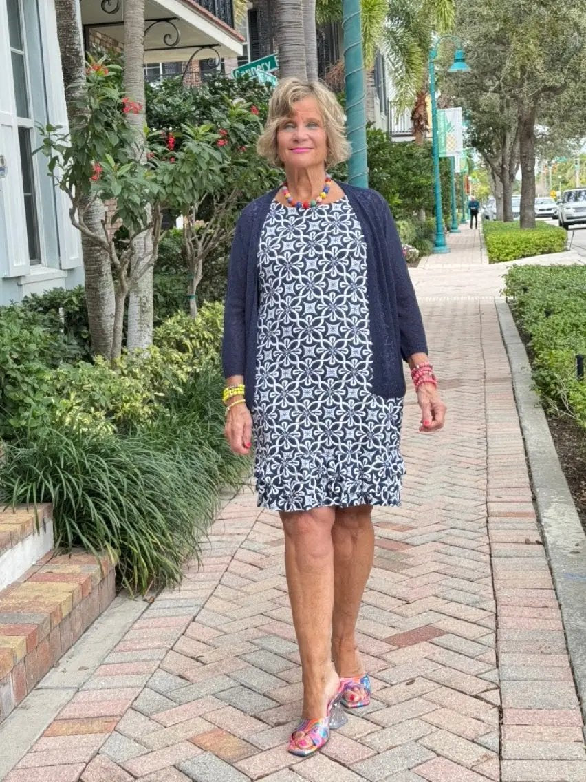 LULU-B BRIGHTEN BLUE SHIFT RUFFLE DRESS
