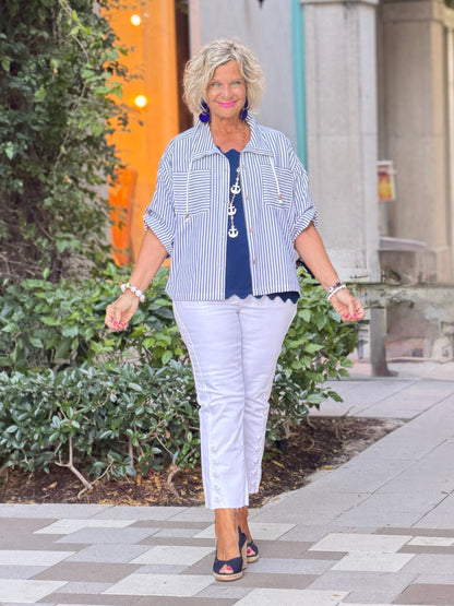 FRENCH RIVIERA NAVY SEERSUCKER JACKET