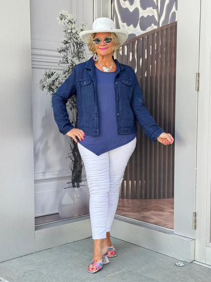 LULU B NAVY LINEN JACKET