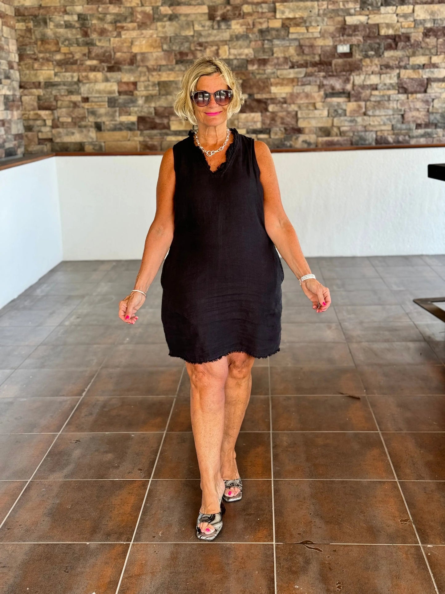 LULU-B BLACK LINEN DRESS
