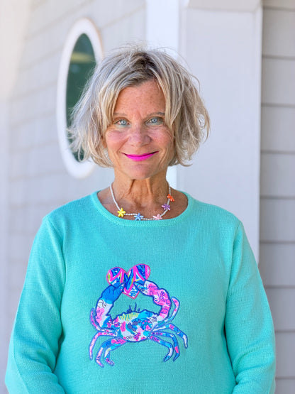 BEACH CLUB SEAFOAM CRAB SWEATER