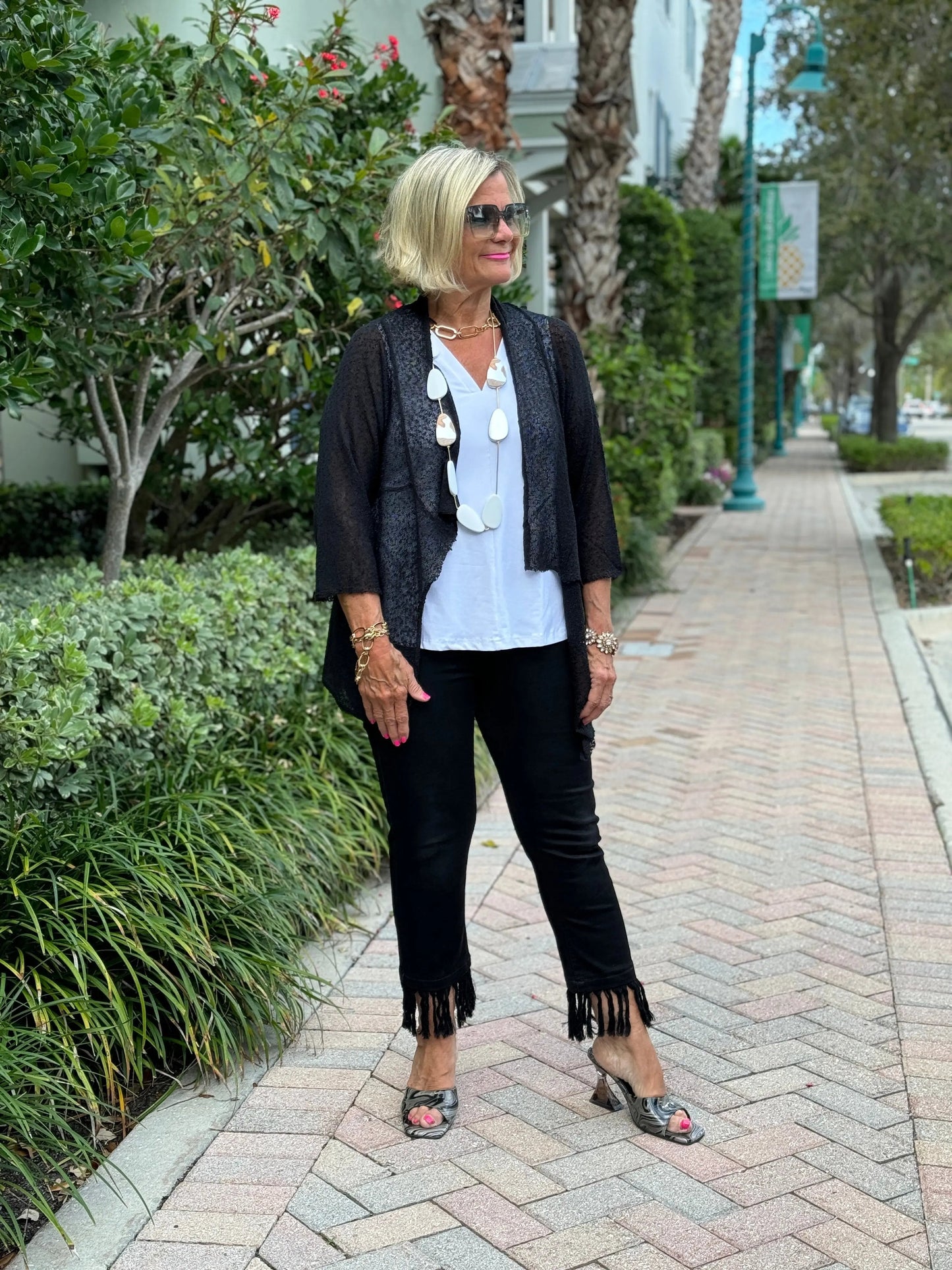 LULU-B BLACK MESH RUFFLE WRAP