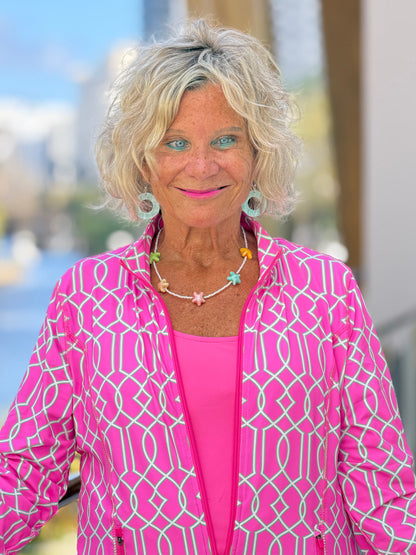 LULU B PALM BEACH LATTICE FULL ZIPPER