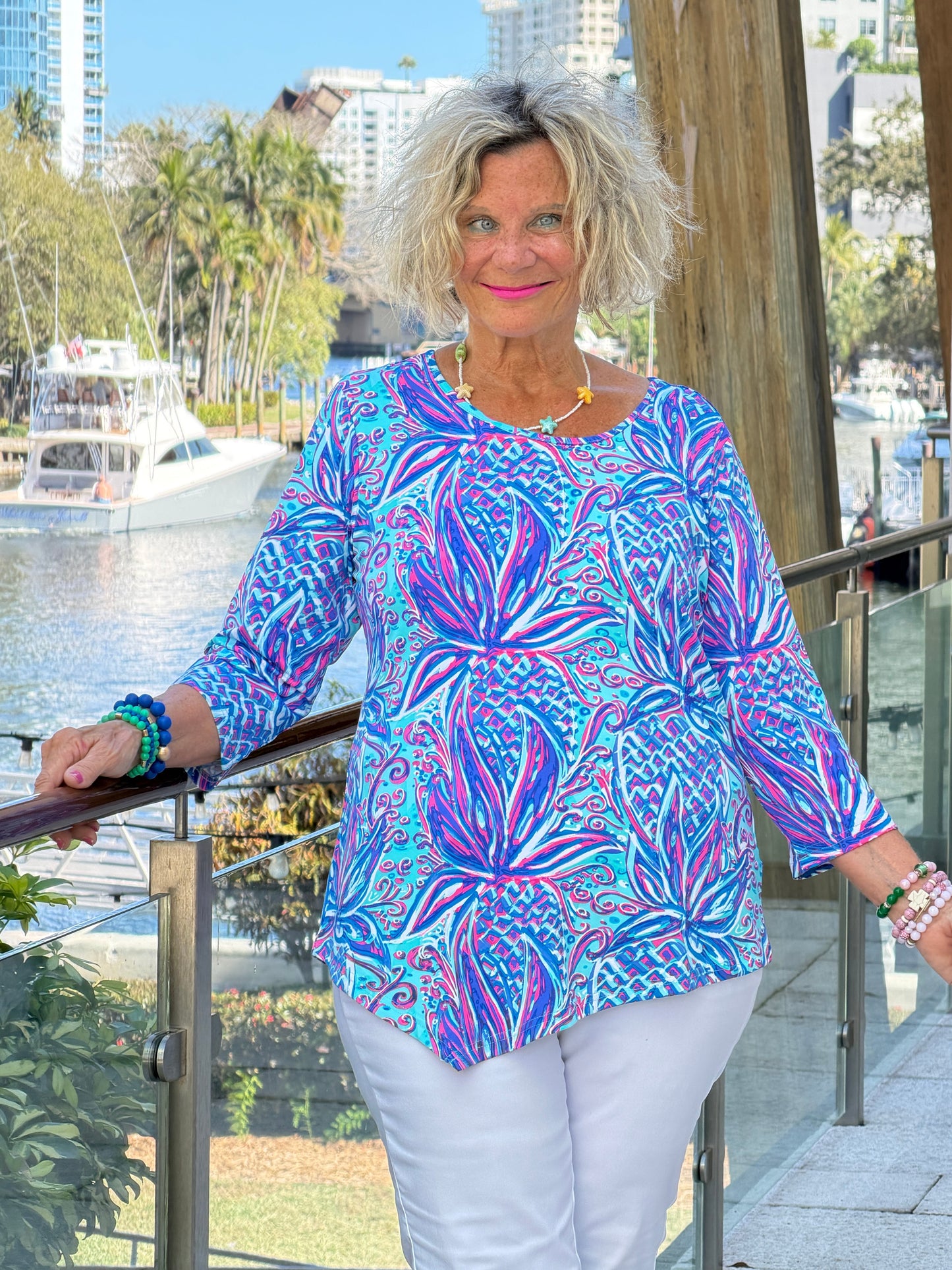 LULU B PALM ROYALE ASYMMETRIC TOP