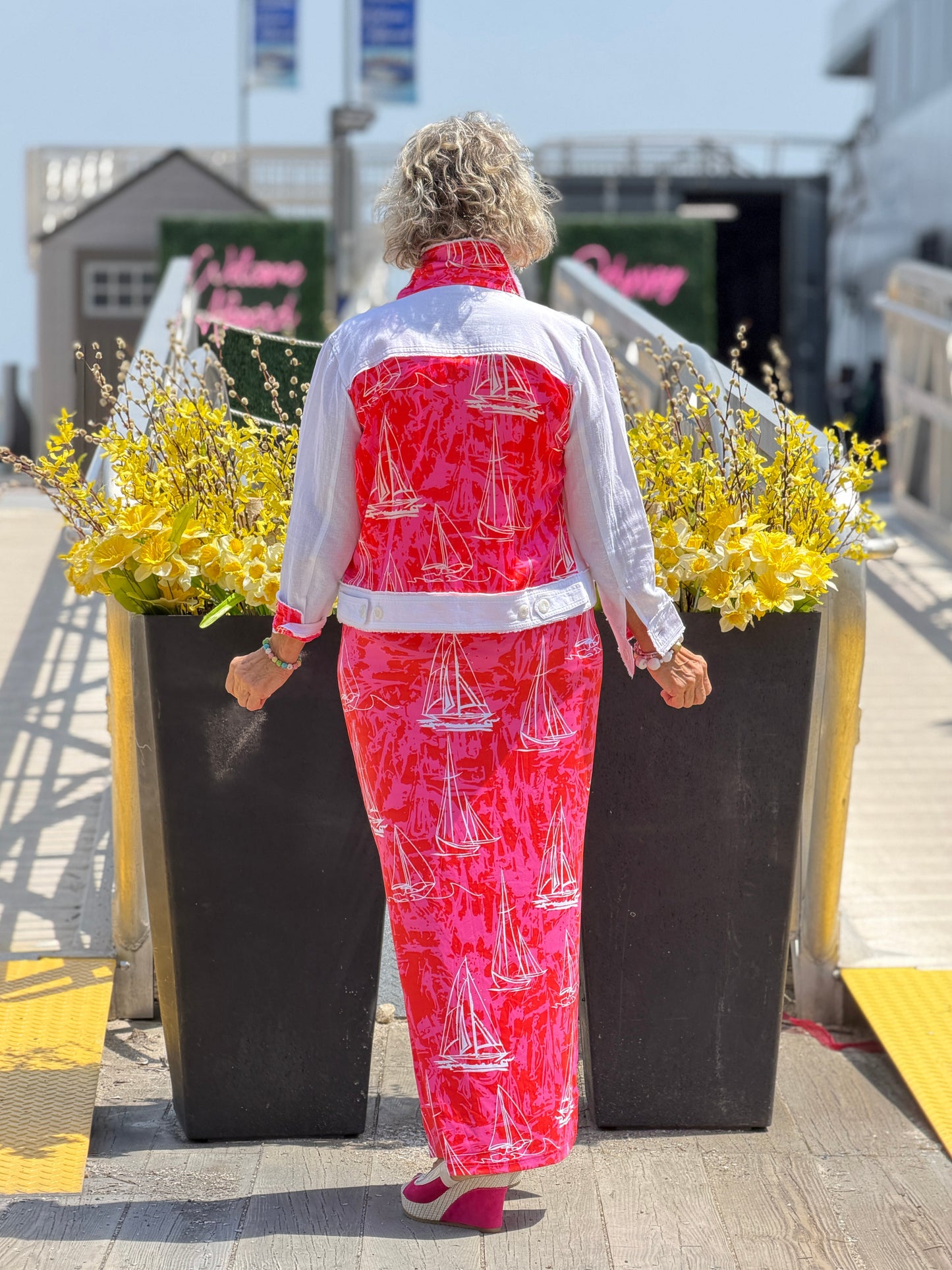 HARBOR LIGHTS RED  LINEN JACKET