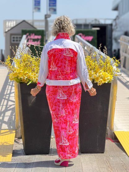 HARBOR LIGHTS RED  LINEN JACKET