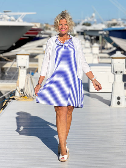 HARBOR BLUE RUFFLE DRESS