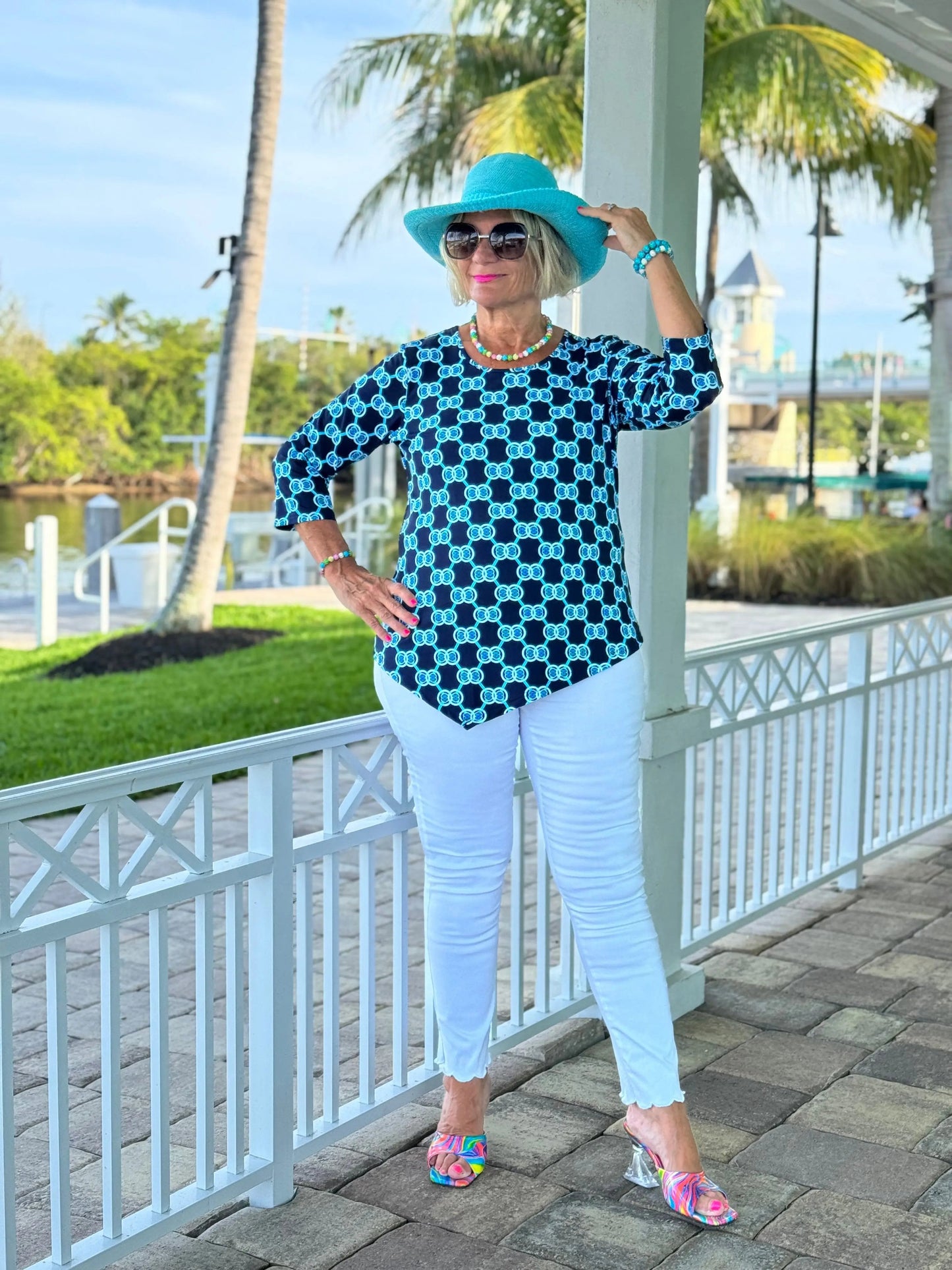 BLUE MEDALLION ASYMMETRICAL TOP