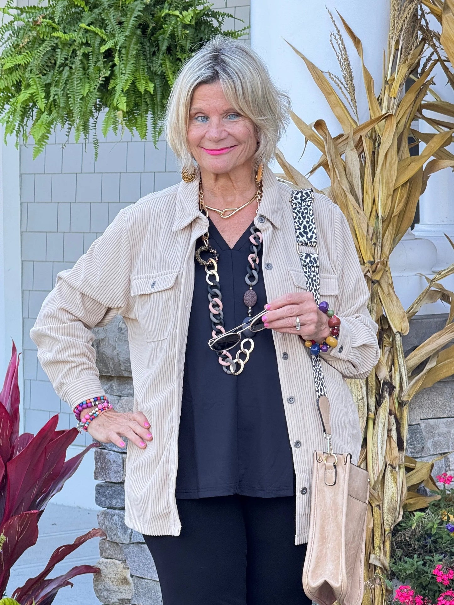 CREAM CORDUROY BUTTON JACKET
