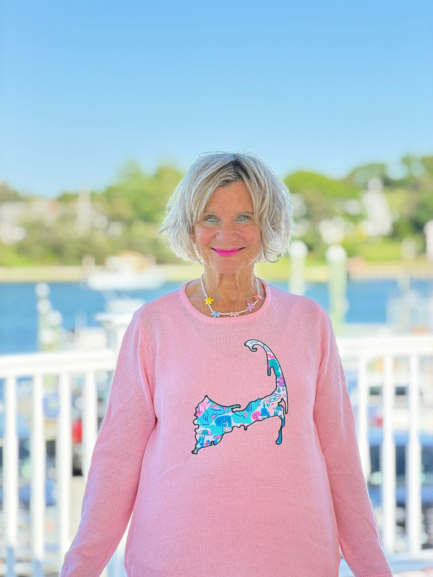BEACH CLUB PINK CAPE COD MAP SWEATER