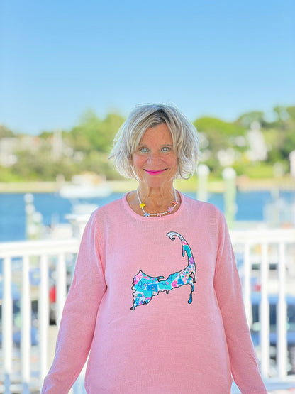 BEACH CLUB PINK CAPE COD MAP SWEATER