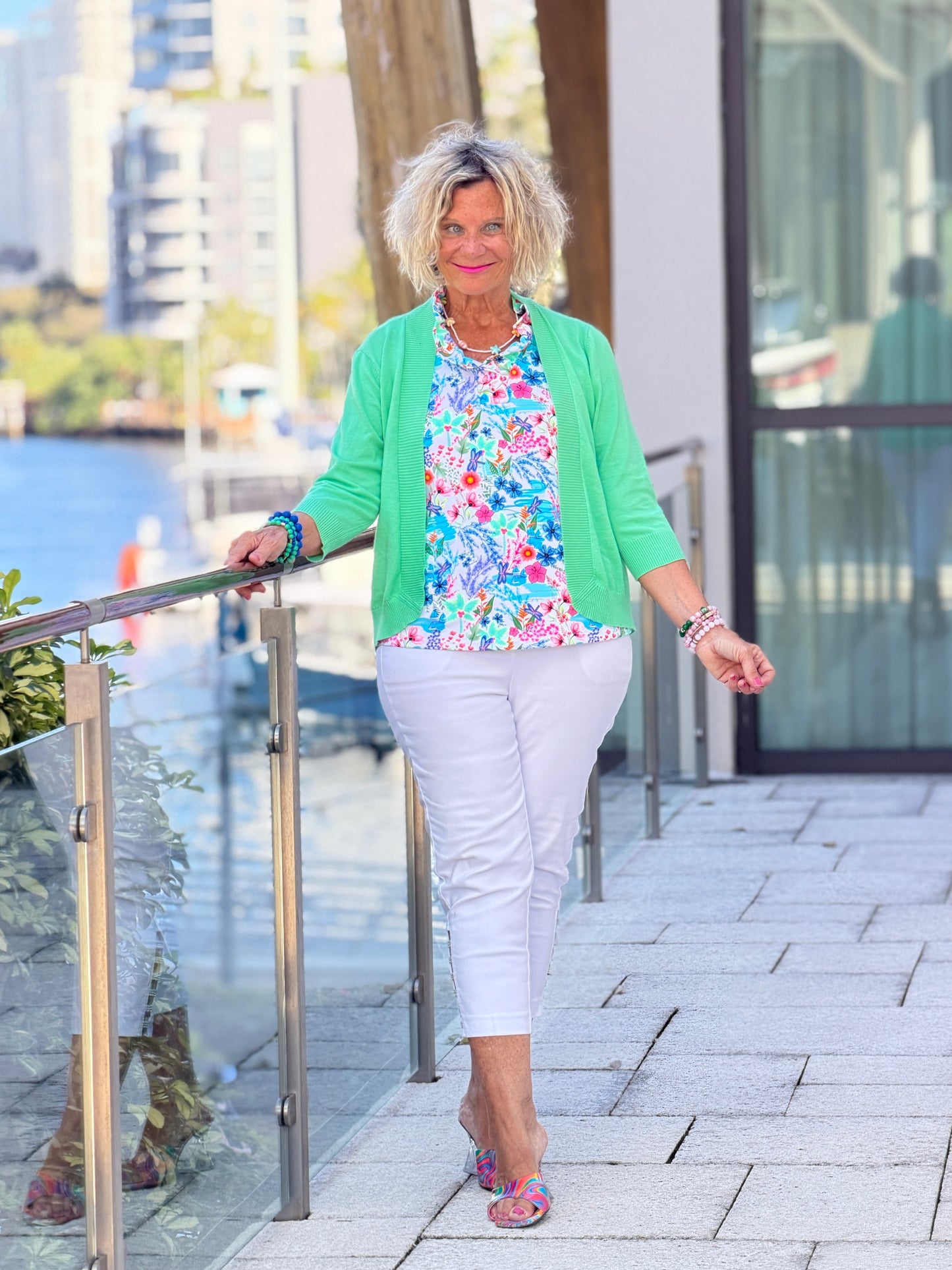 LULU B PARADISE GARDEN SLEEVELESS RUFFLE TOP