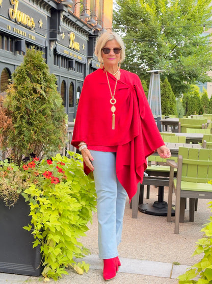 LULU-B RED RUFFLE SLEEVE TOP