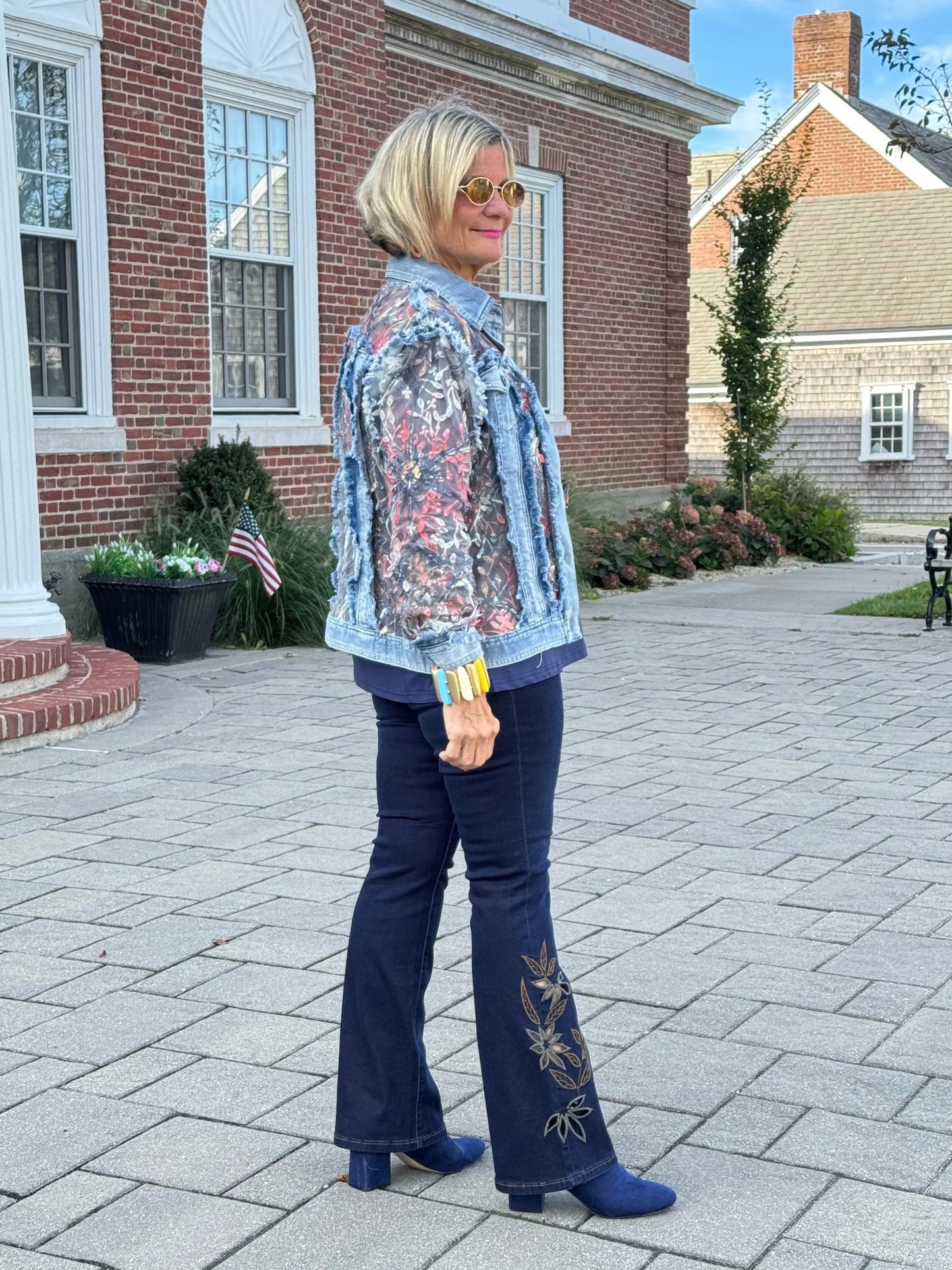 Ethyl Denim & Floral Insert Coat - Virtue