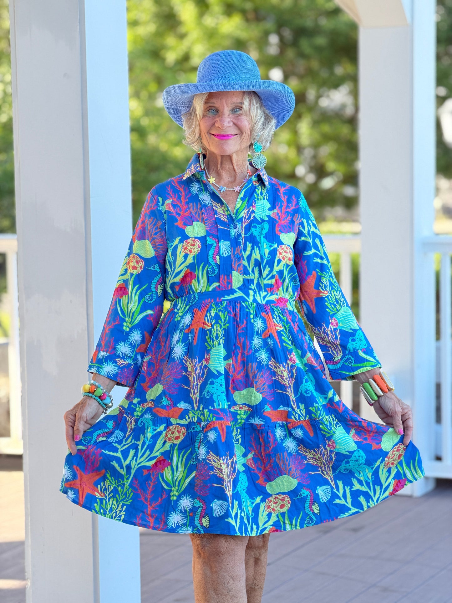 CORAL GARDEN COLLAR DRESS