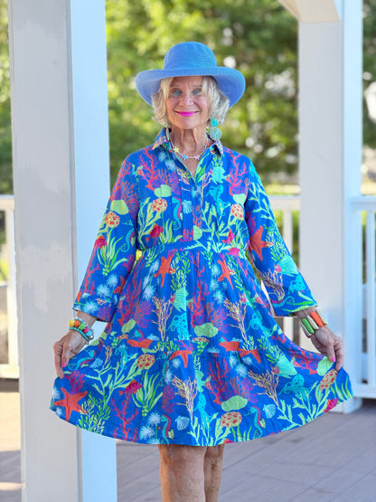 CORAL GARDEN COLLAR DRESS