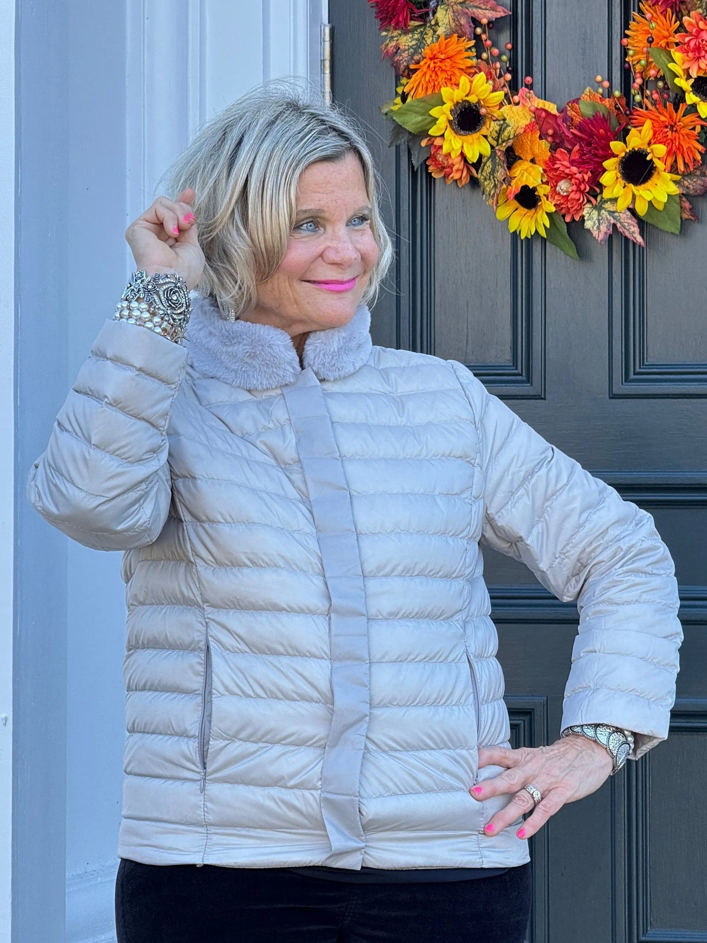 LULU-B SILVER FAUX FUR JACKET