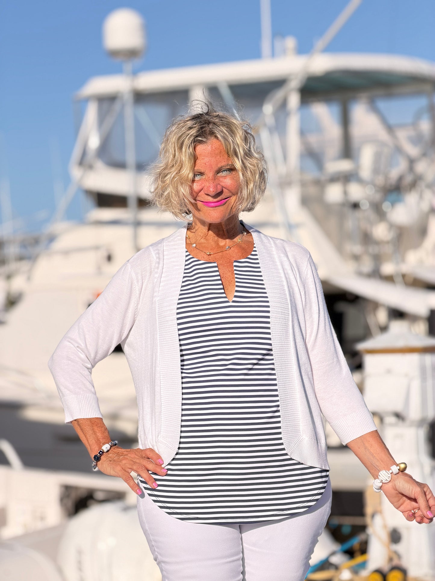DOCKSIDE NAVY SLEEVELESS TOP