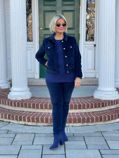 LULU-B NAVY VELOUR PANTS