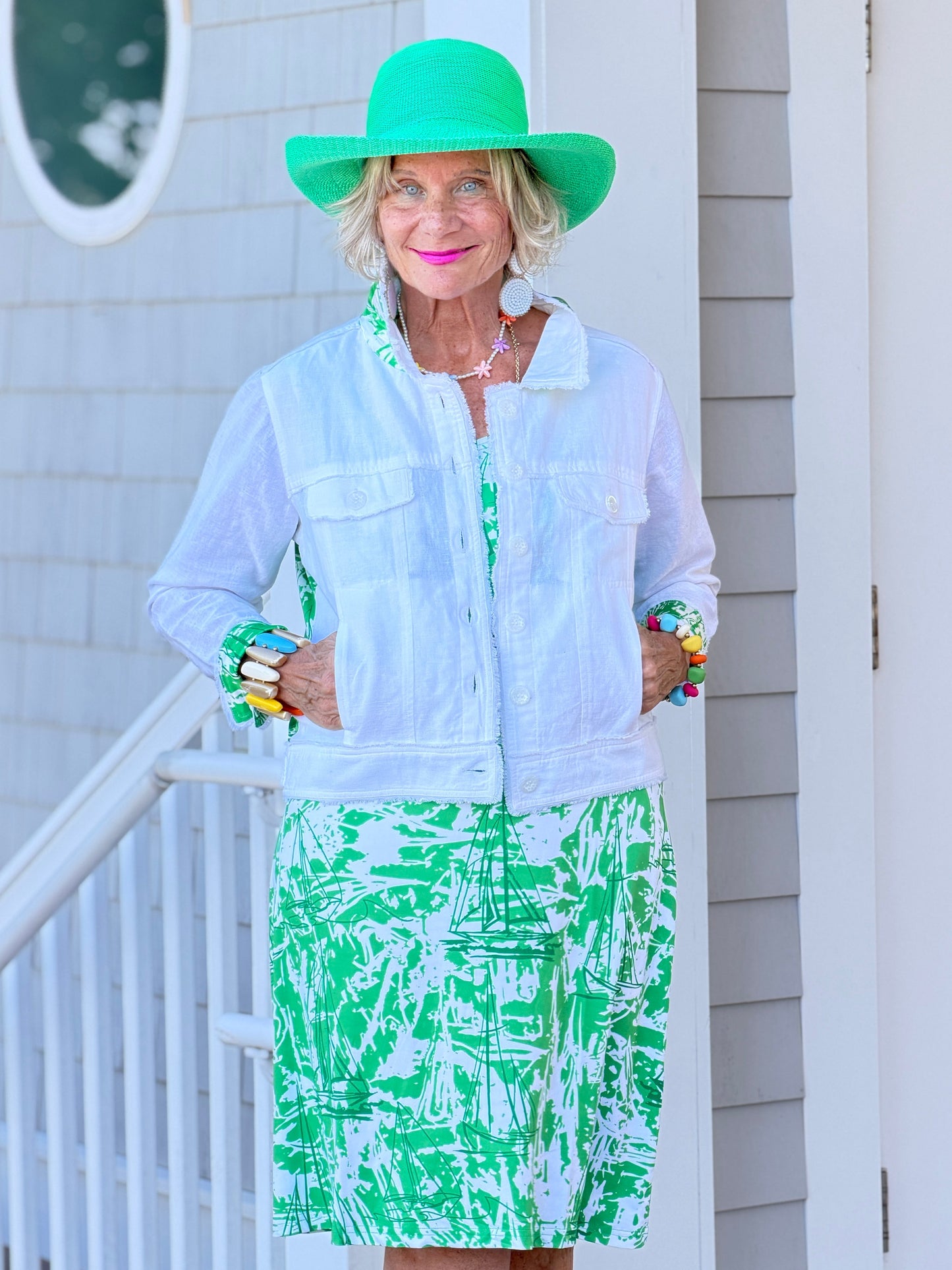 HARBOR LIGHTS GREEN SAILBOAT DRESS
