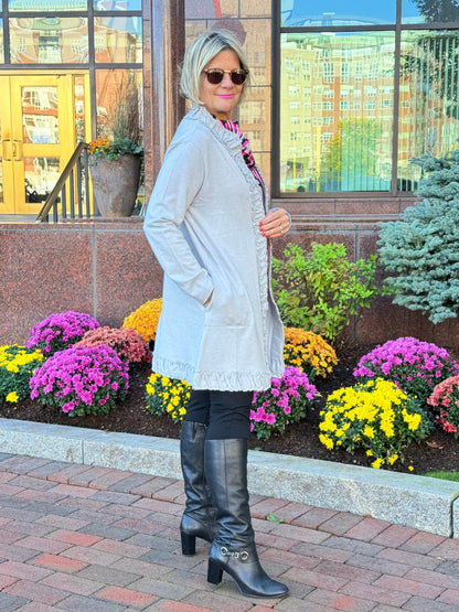 LULU-B ROUGED SILVER CARDIGAN