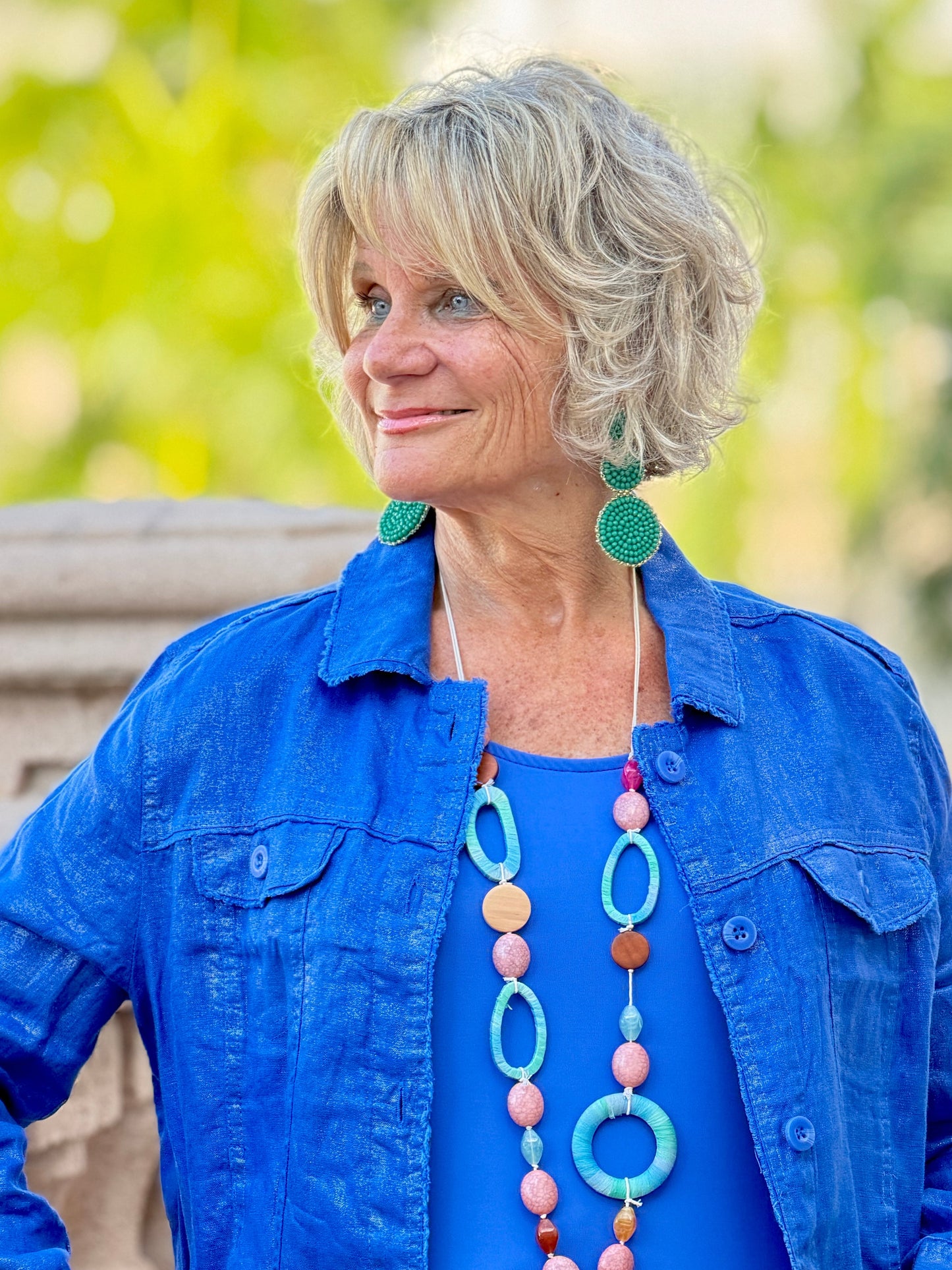Lulu B Metallic Cobalt Linen Jacket