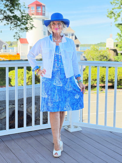 HARBOR LIGHTS BLUE SAILBOAT DRESS