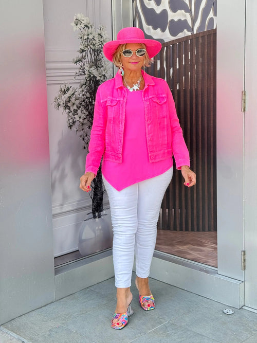LULU B  HOT PINK LINEN JACKET