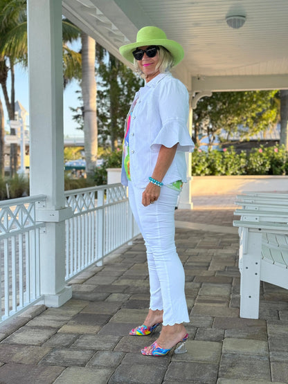 ETHYL WHITE SCALLOP JEANS
