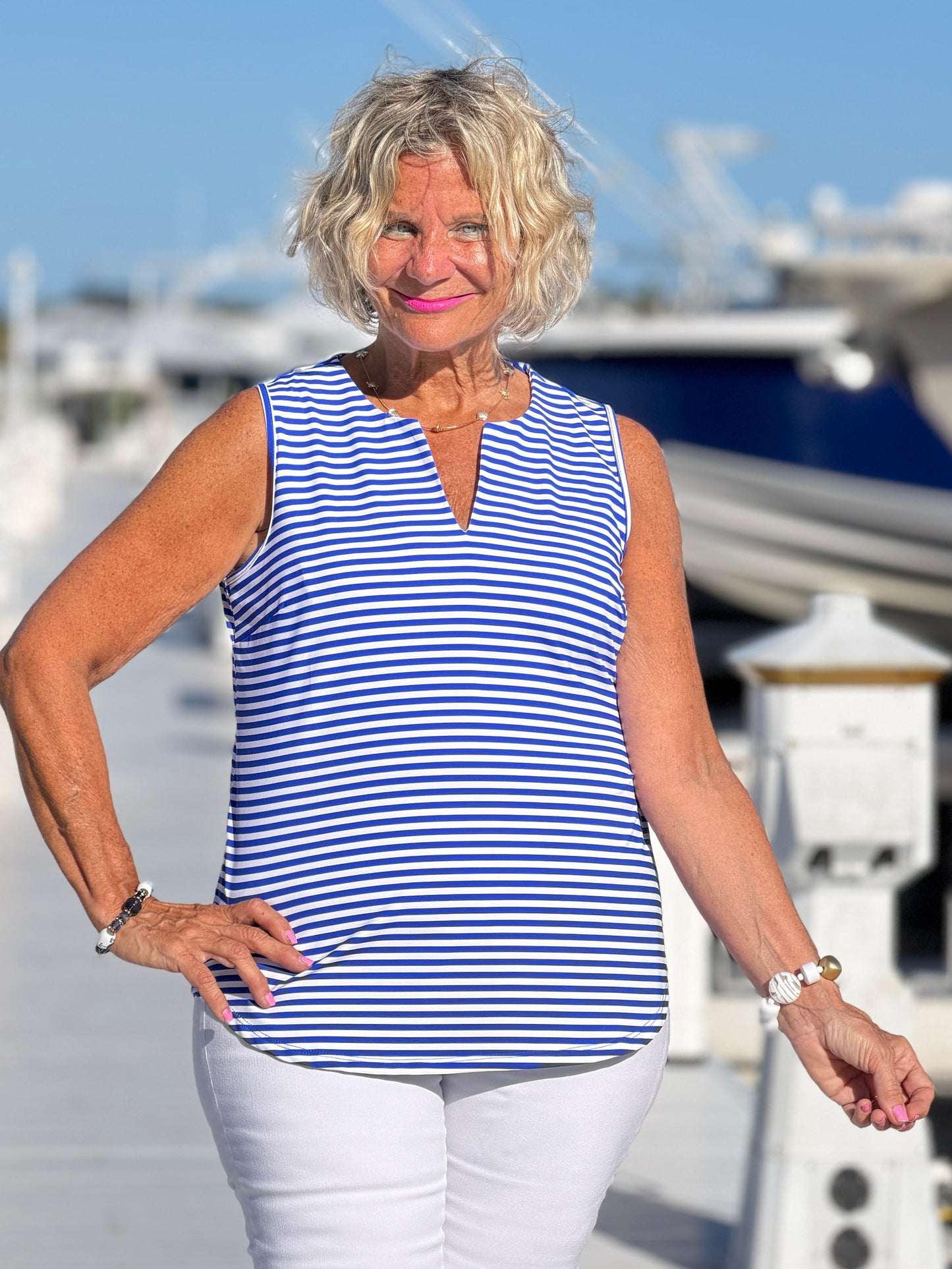 HARBOR BLUE SLEEVELESS TANK