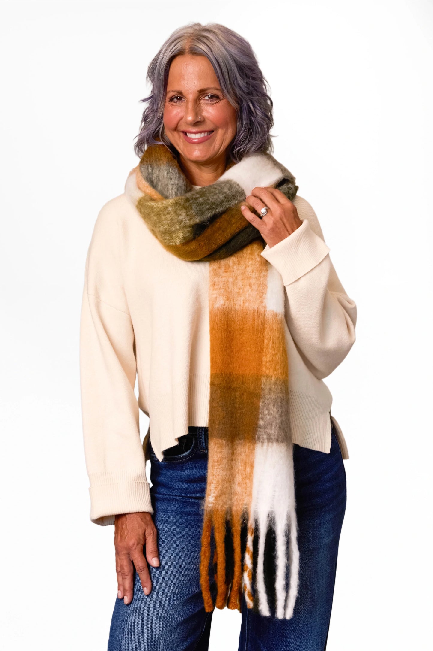 ALB Custom Women's Plaid Fleece Scarf
