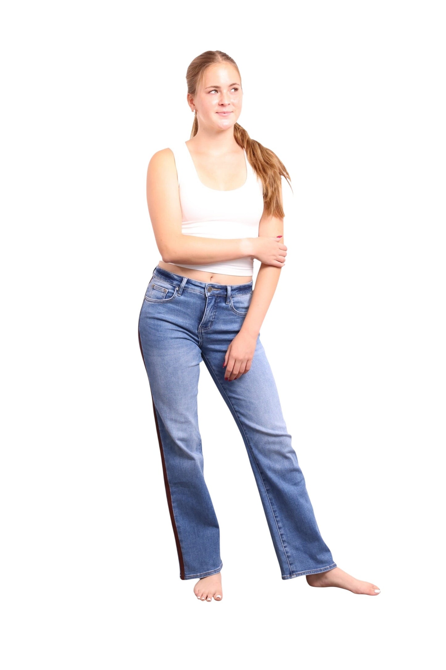 The Hattie Mid-Rise Tummy Control Relaxed Straight Leg Jeans