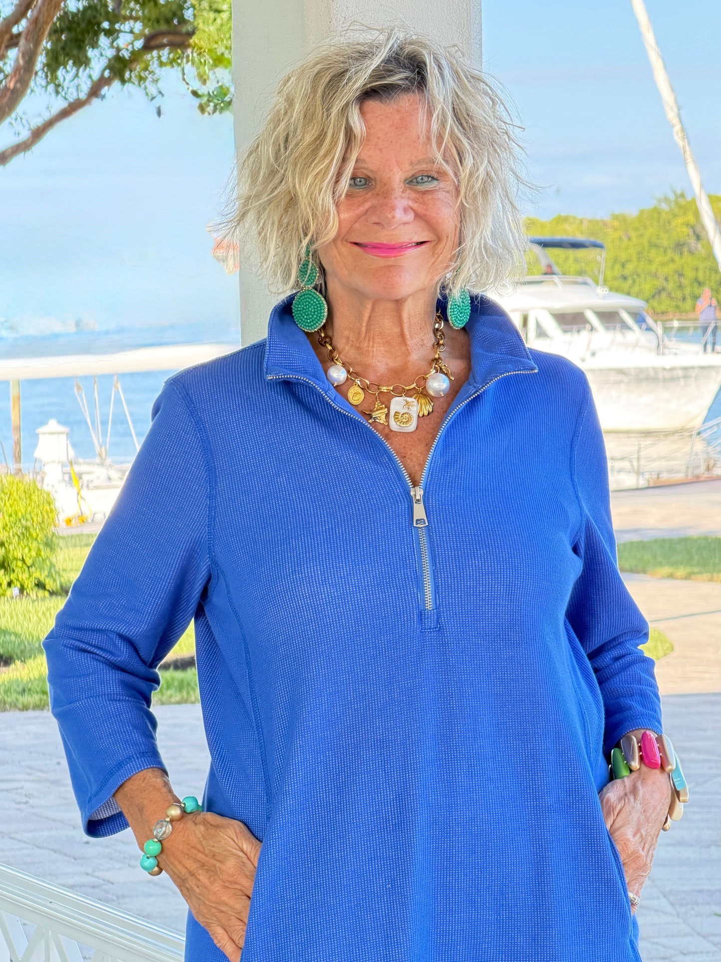 Lullu b half zipper Blu scuba dress