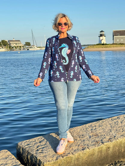 LULU-B NAVY SEAHORSE SWEATER