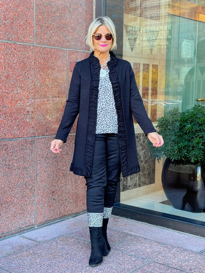 LULU-B ROUGED BLACK CARDIGAN