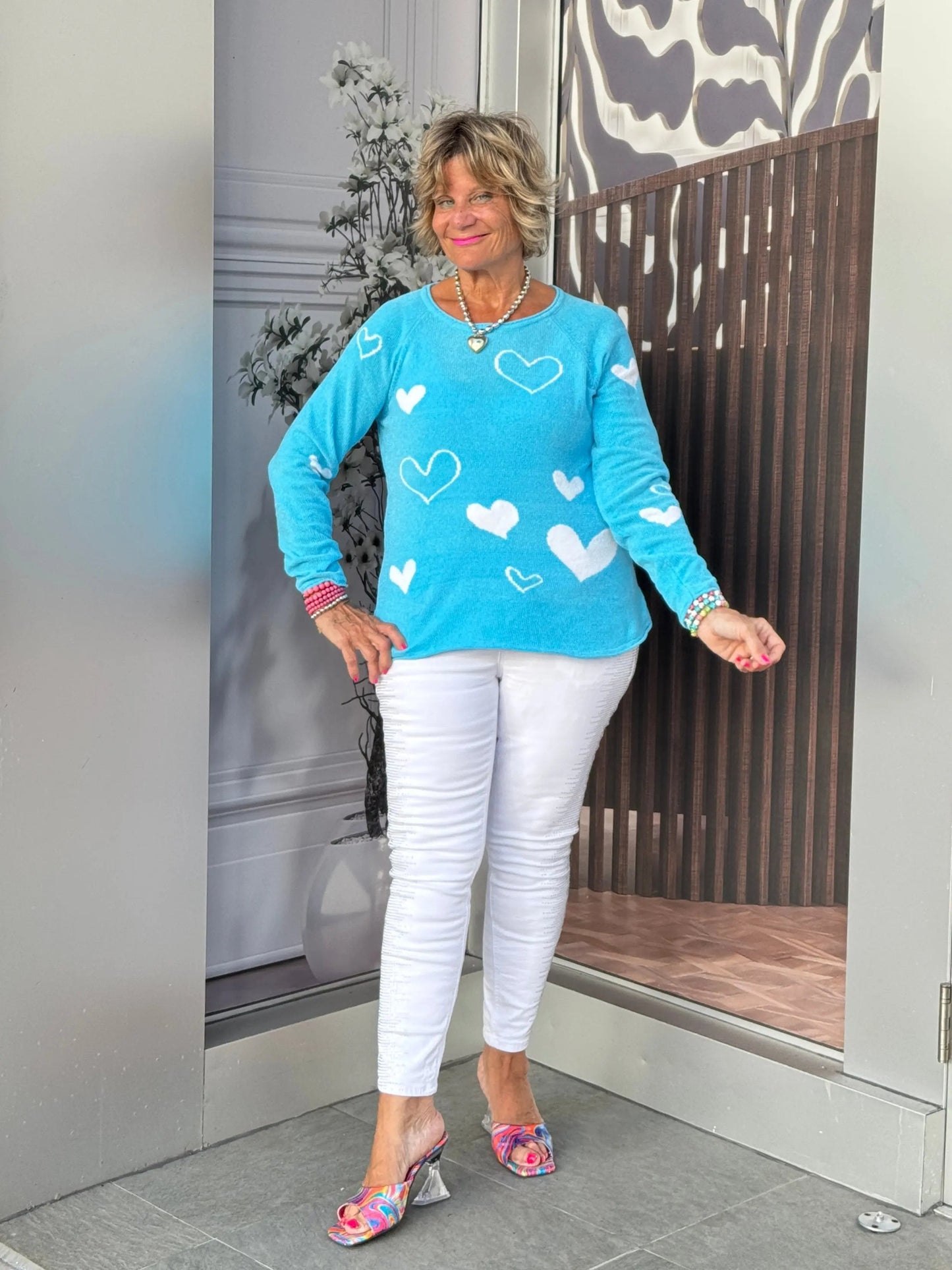 AQUA HEART CHENILLE SWEATER