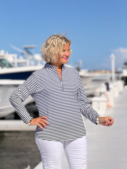 DOCKSIDE NAVY HALF ZIPPER TOP
