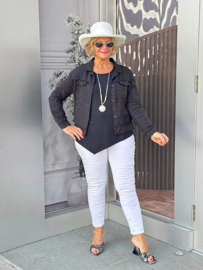 LULU B BLACK LINEN JACKET