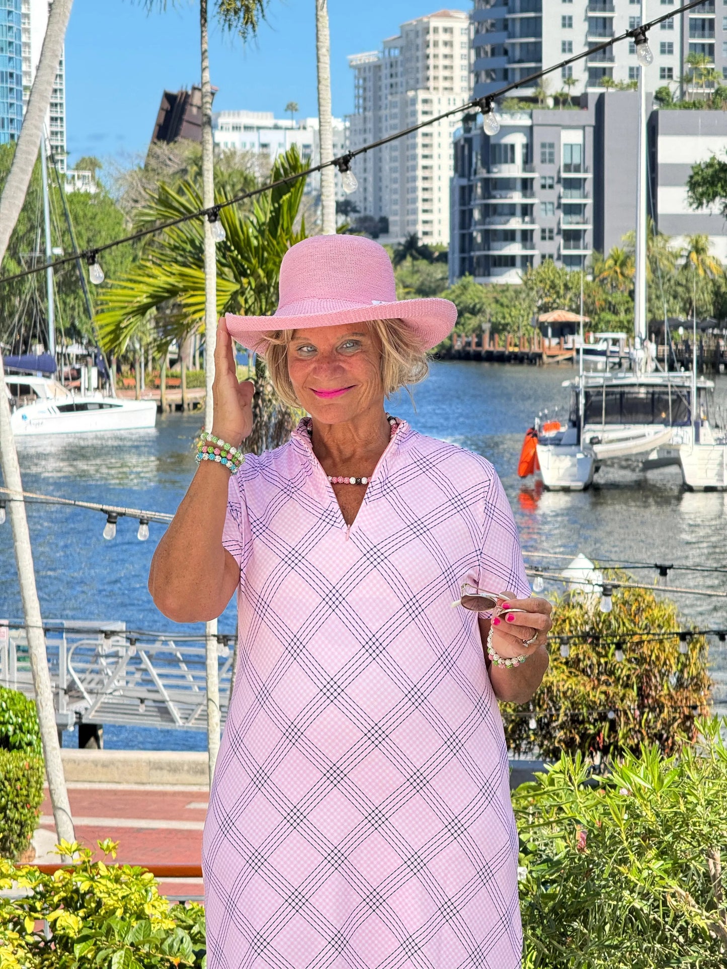 LULU B PINK CHIC HALF ZIPPER SHORT SLEEVE DRESS