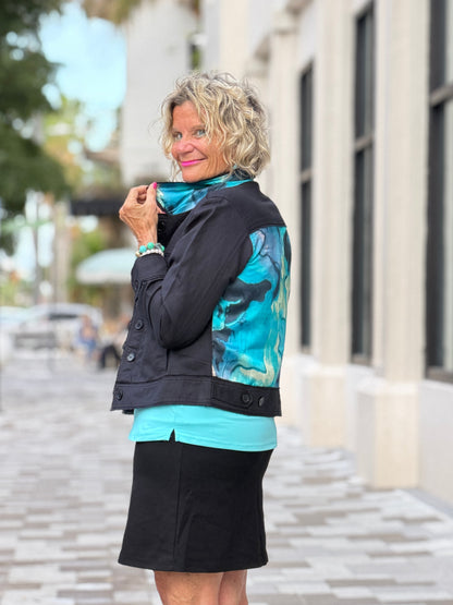 AQUA MARINE LINEN DESIGNER JACKET