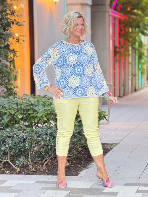 Azure Hexagon Crochet Sweater
