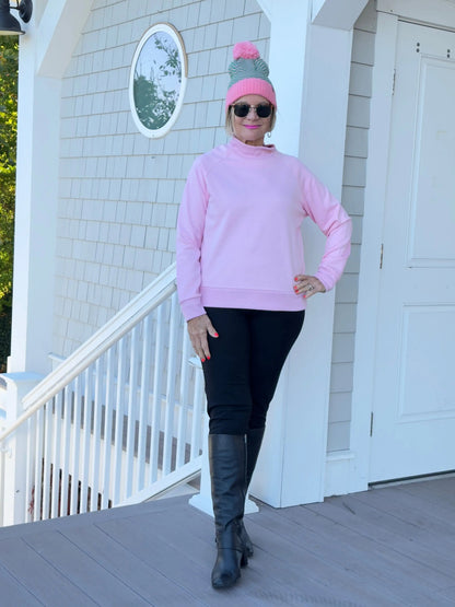 CLEAR PINK MOCK NECK TOP