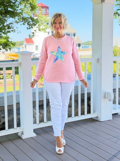 BEACH CLUB PINK STARFISH SWEATER