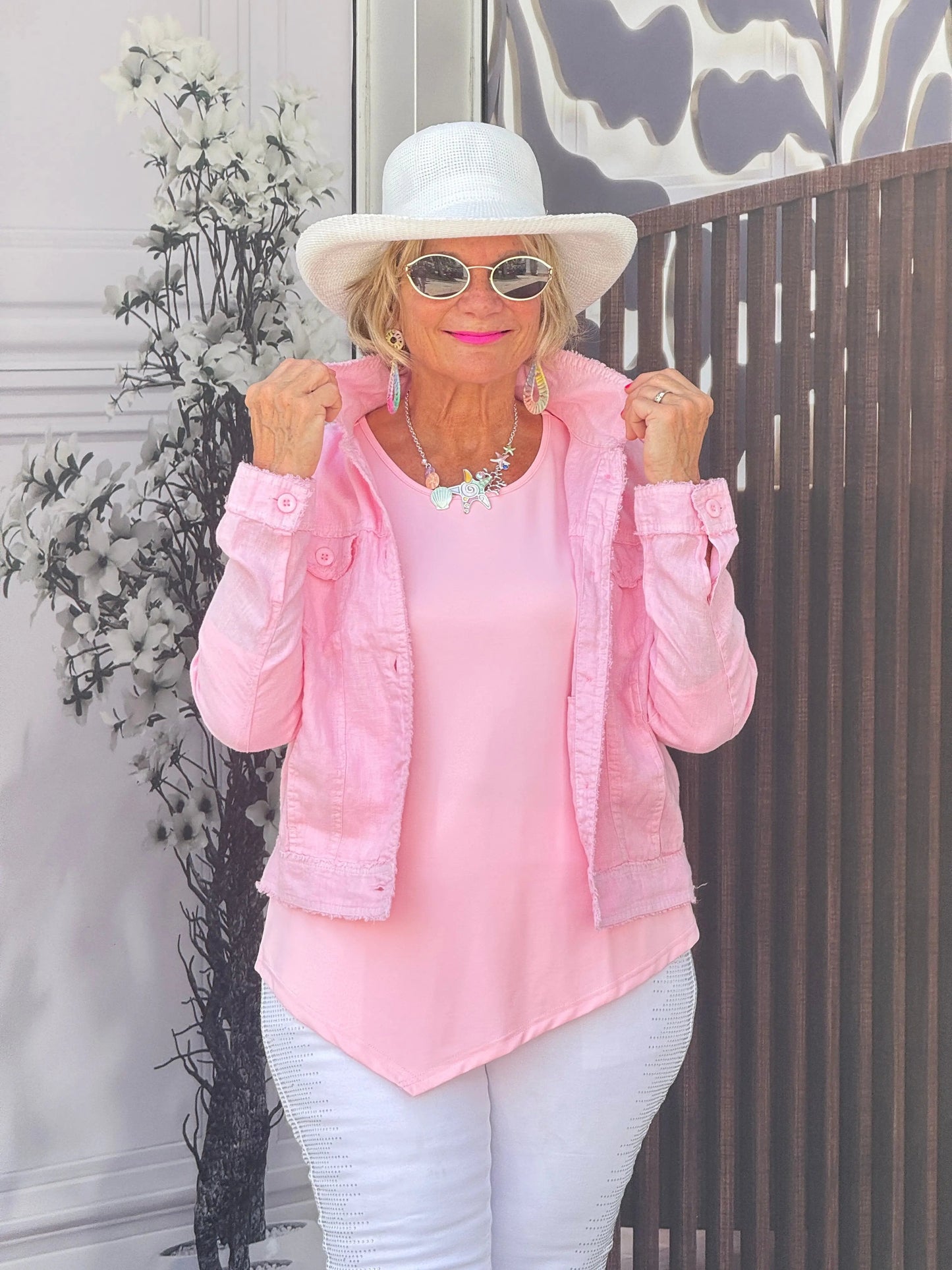 LULU B  CLEAR PINK LINEN JACKET