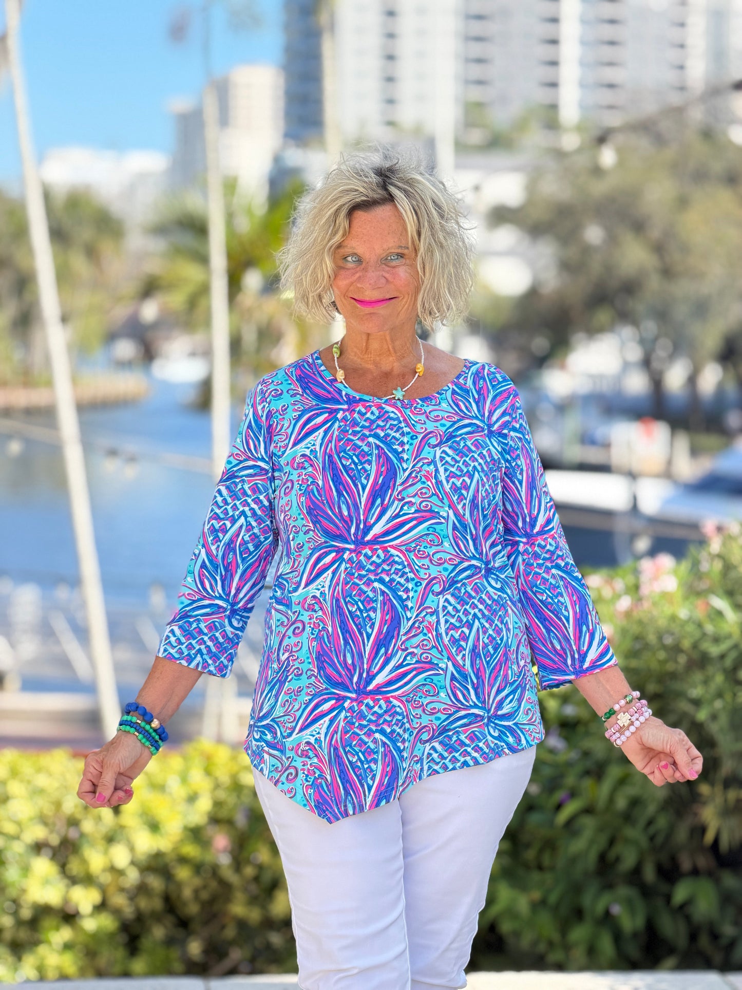 LULU B PALM ROYALE ASYMMETRIC TOP