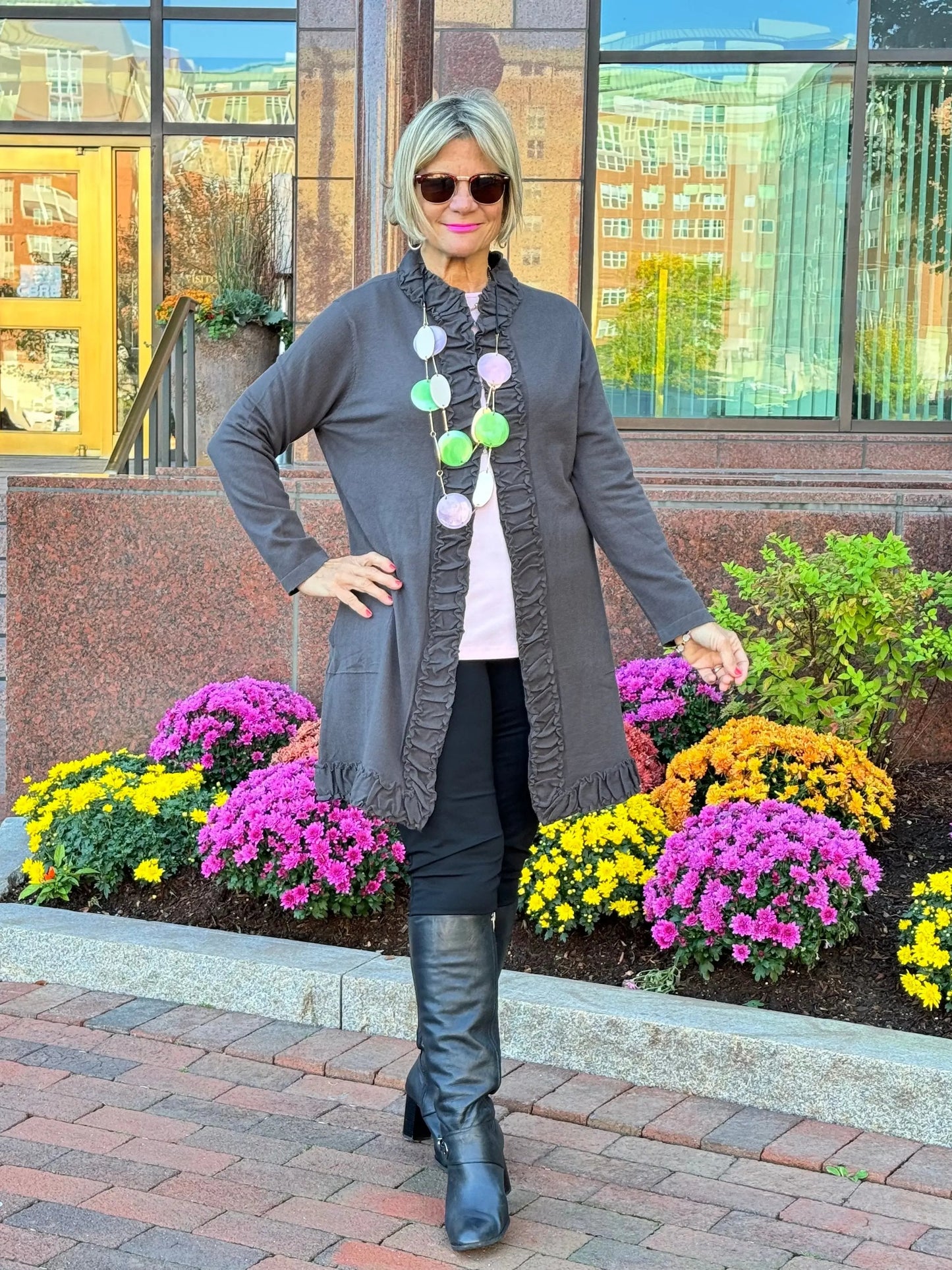 LULU-B ROUGED CHARCOAL CARDIGAN