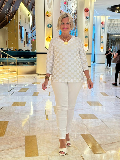 LULU-B HOLIDAY GOLD AND V NECK