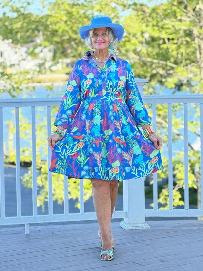 CORAL GARDEN COLLAR DRESS