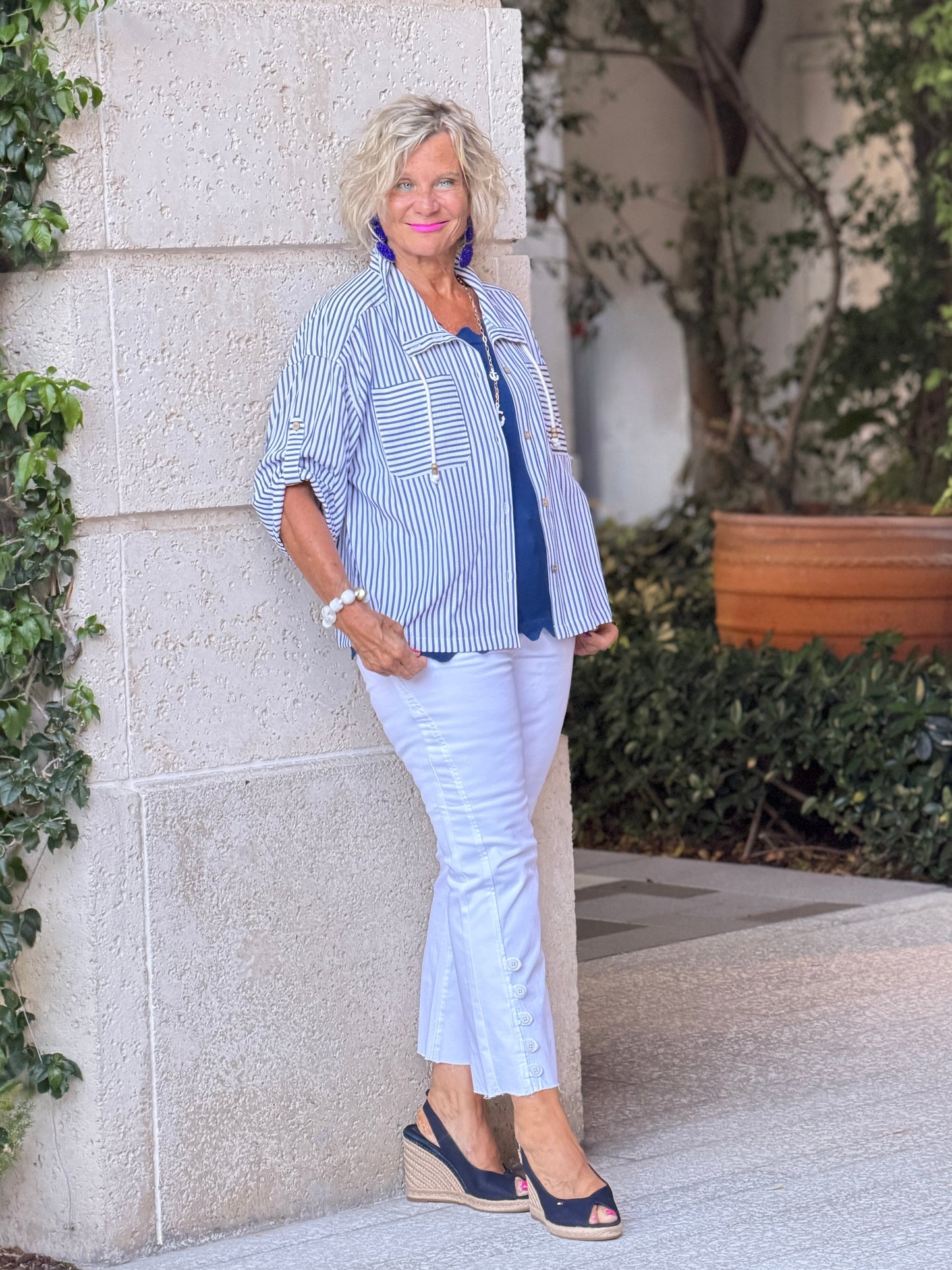 FRENCH RIVIERA NAVY SEERSUCKER JACKET